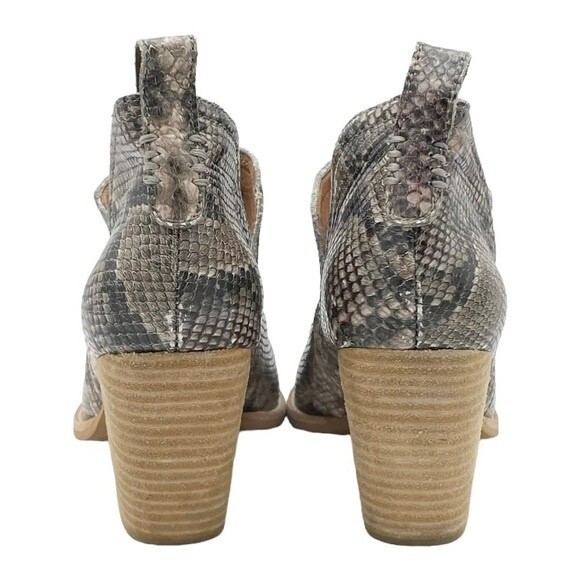 Jeffrey Campbell Rosalee Taupe Gray Snake Print Leather Western Bootie Size 8.5 - Picture 10 of 16